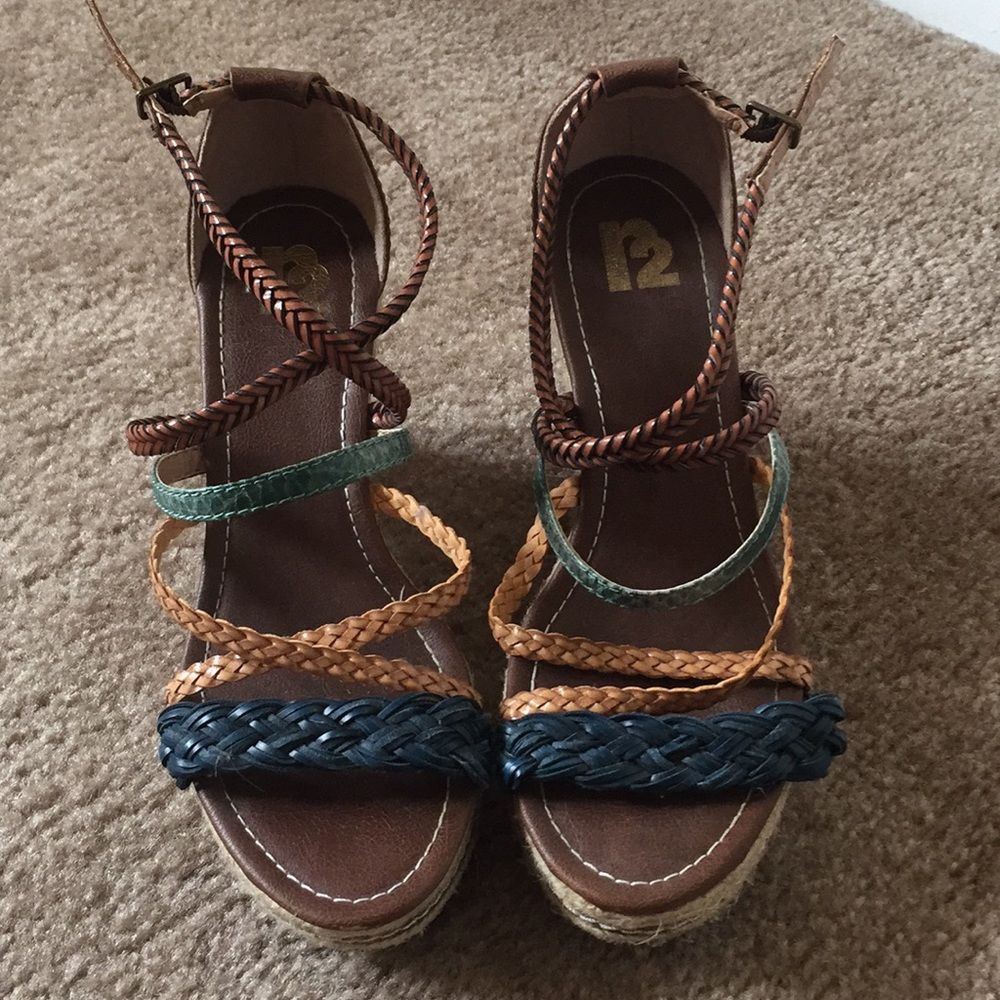 Brown wedge sandals